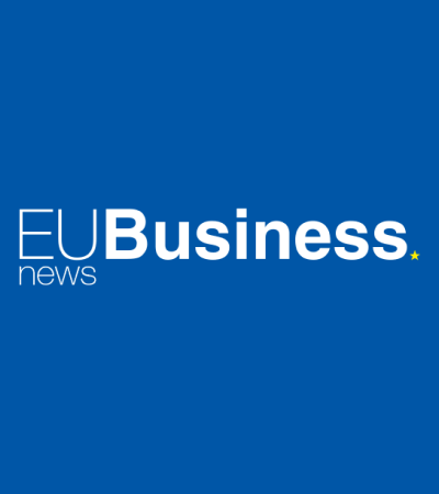 EU Business News logo in white over a blue background